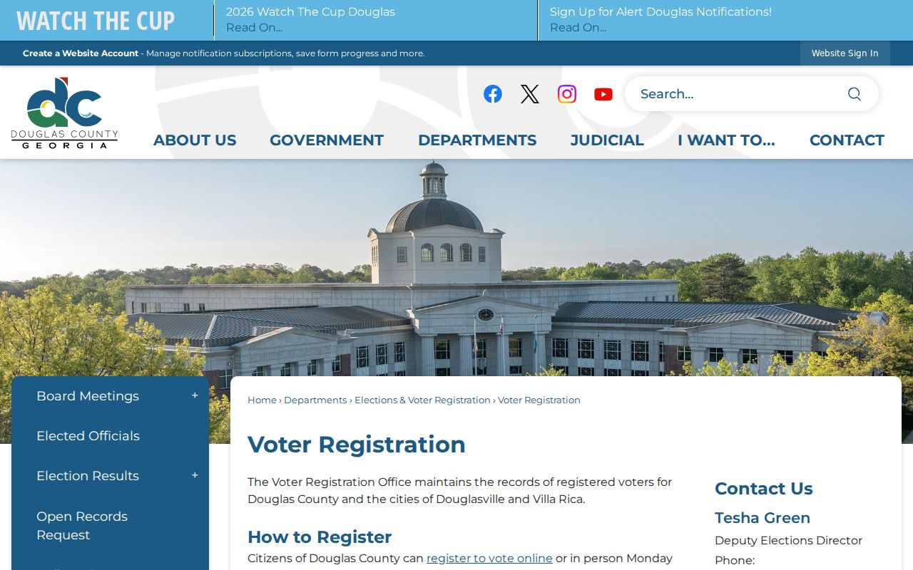 Douglasville voter registration office contacts