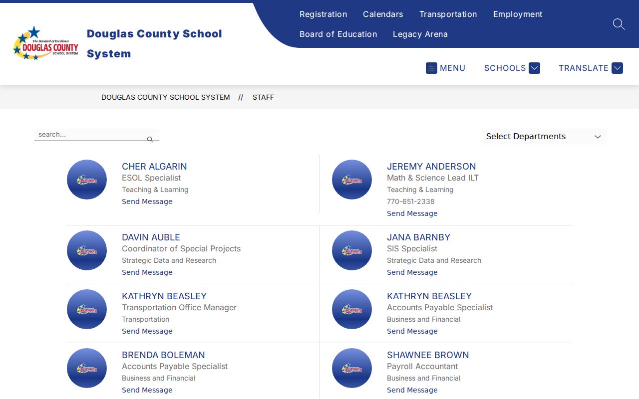 Douglasville people directories school staff search