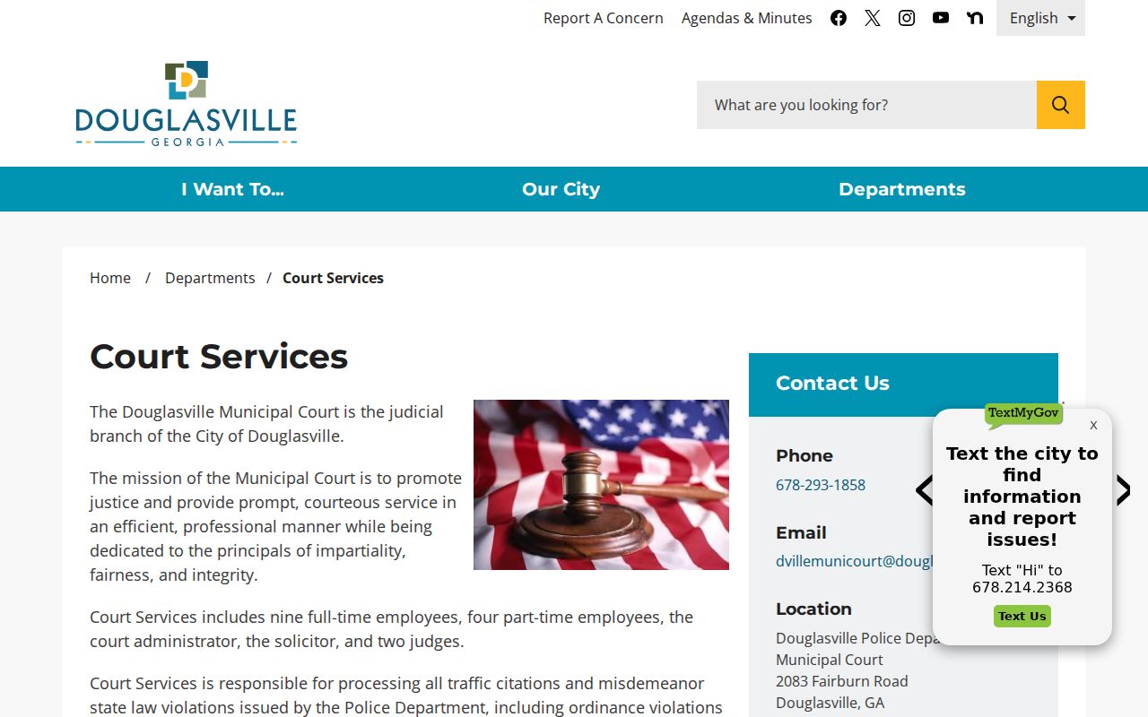 Douglasville records information from Municipal Court Services