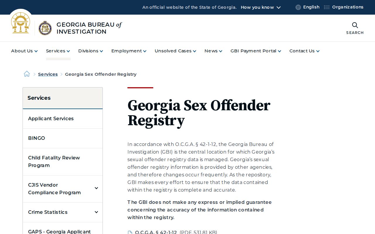Douglasville records access through the Georgia sex offender registry